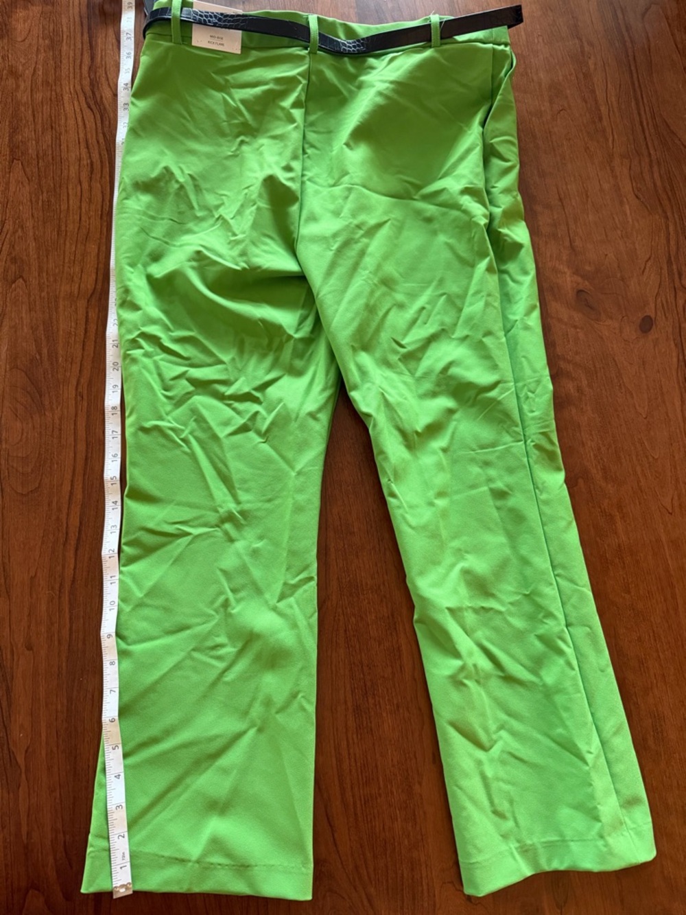Nicole Miller Lime Green Kick Flare Pants NWT L - Picture 6 of 7